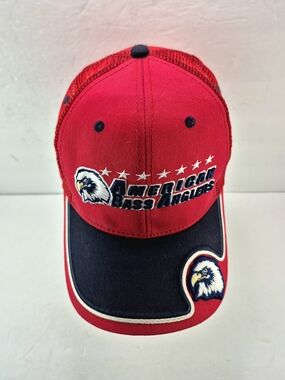 NWOT The Game American Bass Anglers Trucker Hat Eagle Patch Stars Red Navy